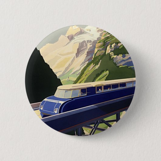 Vintages Europa Bahnreisen Button (Vorderseite)