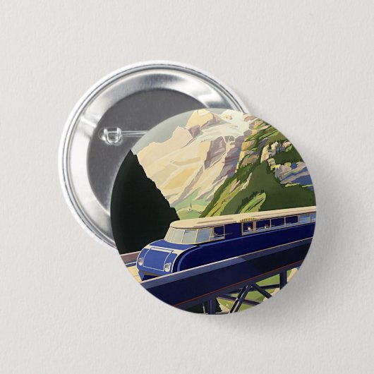 Vintages Europa Bahnreisen Button (Vorne & Hinten)