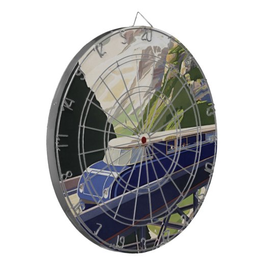 Vintages Europa Bahnreisen Dartscheibe (Vorderseite Links)