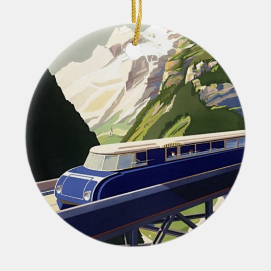 Vintages Europa Bahnreisen Keramik Ornament (Vorne)