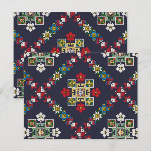 Vintages europäisches Folklore-Kunststickermuster Postkarte (Vorne/Hinten)