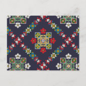 Vintages europäisches Folklore-Kunststickermuster Postkarte (Vorderseite)