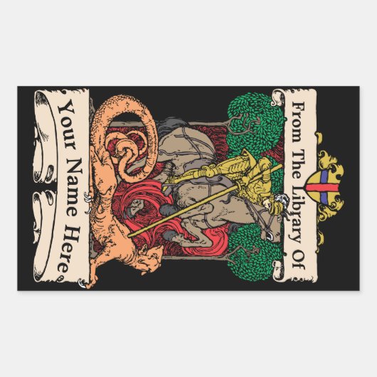 Vintages Ex-Libris-Label-Template Rechteckiger Aufkleber (Vorderseite)