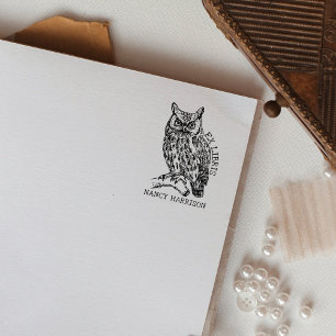 Vintages Ex Libris Owl, Buchzeichen Benutzerdefini Gummistempel