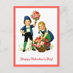 Vintages Exemplar von Valentine Children & Blume Postkarte