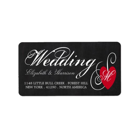 Vintages Extravagantes Herz - Chalkboard Wedding Adressaufkleber (Vorne)