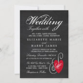 Vintages Extravagantes Herz - Chalkboard Wedding Einladung (Vorderseite)