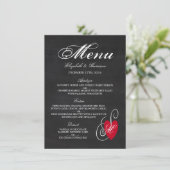 Vintages Extravagantes Herz - Chalkboard Wedding Menükarte (Stehend Vorderseite)