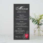 Vintages Extravagantes Herz - Chalkboard Wedding Menükarte (Stehend Vorderseite)