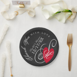Vintages Extravagantes Herz - Chalkboard Wedding Pappteller