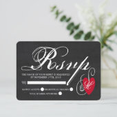 Vintages Extravagantes Herz - Chalkboard Wedding RSVP Karte (Stehend Vorderseite)