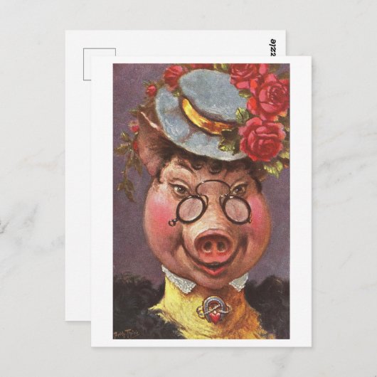 Vintages Extravagantes Schwein Postkarte (Vorne/Hinten)