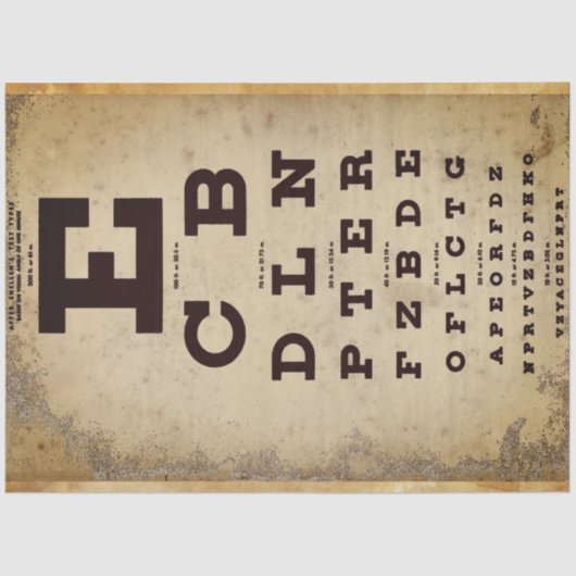 Vintages Eye Chart-Dekoppapier Seidenpapier (Vorderseite)