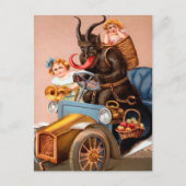 Vintages Fahren Krampus Postkarte (Vorderseite)