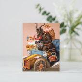 Vintages Fahren Krampus Postkarte (Stehend Vorderseite)