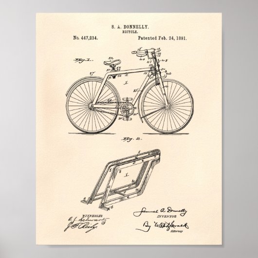 Vintages Fahrrad 1891 Patent Art Old Peper Poster (Vorne)