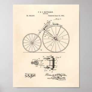 Vintages Fahrrad 1891 Patentart - Alter Peper Poster
