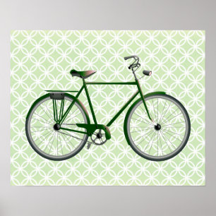 Vintages Fahrrad auf dem Green Retro Art Poster