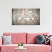 Vintages Fahrrad auf der Rustikalen Holzbrett Wand Leinwanddruck (Insitu (Wohnzimmer))