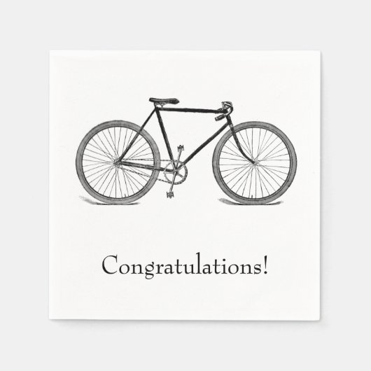 Vintages Fahrrad Glückwunsch Serviette (Vorderseite)