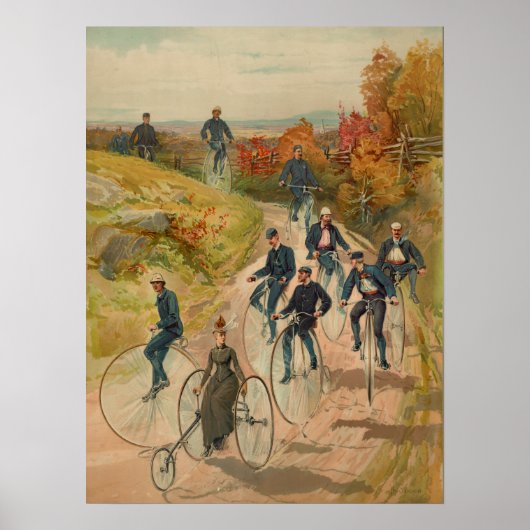 Vintages Fahrrad Hoch-Rad und Art-Poster Poster (Vorne)