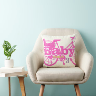 Vintages Fahrrad Kindersitz Pink Girly Babykissen Kissen