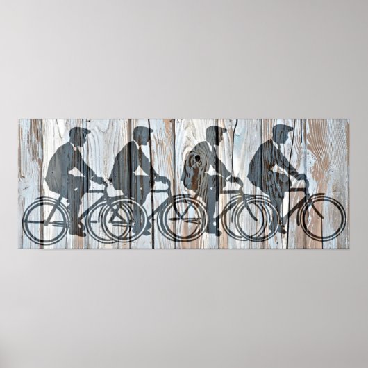 Vintages Fahrrad Männer Rustikale Holzpappe Kunst Poster (Vorne)