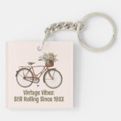 Vintages Fahrrad Maßgeschneiderter Schlüsselanhäng Schlüsselanhänger (Rückseite)