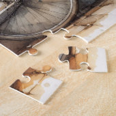 Vintages Fahrrad mit Aquarellblumen Puzzle (Seite)