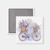 Vintages Fahrrad mit Blume - Aquarell Magnet (Vorderseite/Rückseite)