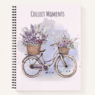 Vintages Fahrrad mit Blume - Aquarell Notizblock