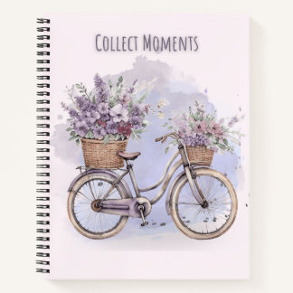 Vintages Fahrrad mit Blume - Aquarell Notizblock