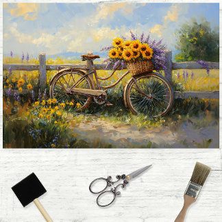 Vintages Fahrrad mit Blume Art Decoupage Seidenpapier