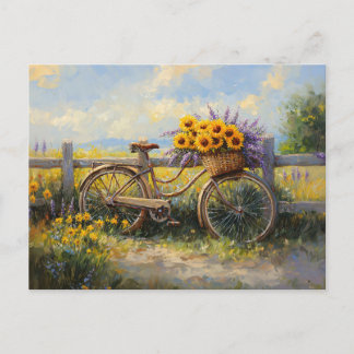 Vintages Fahrrad mit Blume Art Postkarte