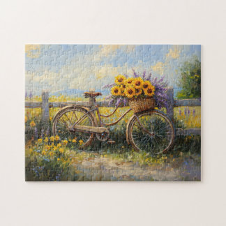 Vintages Fahrrad mit Blume Art Puzzle