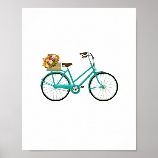 Vintages Fahrrad mit Blume Basket Beach Poster (Vorne)