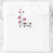 Vintages Fahrrad mit Blume Clip Art Runder Aufkleber (Tasche)