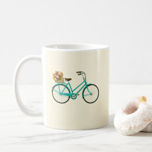 Vintages Fahrrad mit Blume Illustration Kaffee Kaffeetasse
