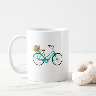 Vintages Fahrrad mit Blume Illustration Kaffeetasse