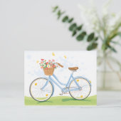 Vintages Fahrrad mit Blume Postkarte (Stehend Vorderseite)