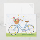 Vintages Fahrrad mit Blume Postkarte (Vorne/Hinten)