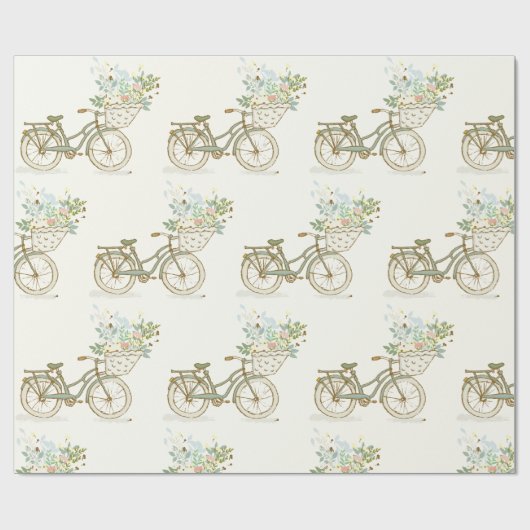 Vintages Fahrrad mit Blume Umschlagpapier Geschenkpapier (Flach)