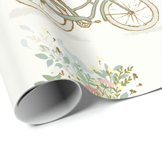 Vintages Fahrrad mit Blume Umschlagpapier Geschenkpapier (Rolleneckpunkt)