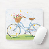 Vintages Fahrrad mit Blumen-Korb Mousepad (Mit Mouse)