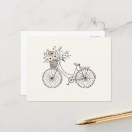 Vintages Fahrrad mit Blumenkorb Postkarte