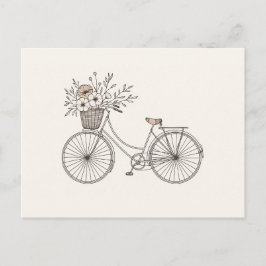 Vintages Fahrrad mit Blumenkorb Postkarte