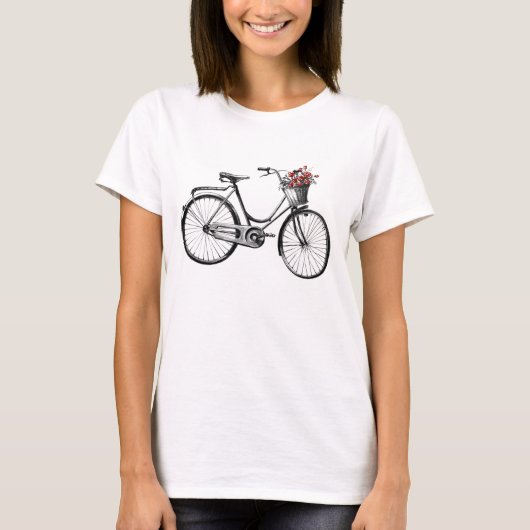 Vintages Fahrrad mit Blumenkorb-T - Shirts (Vorderseite)
