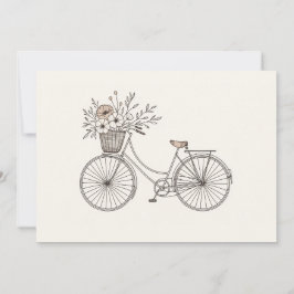 Vintages Fahrrad mit der Einladung zum Blumenkorb