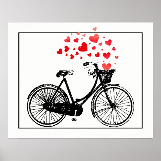 Vintages Fahrrad mit Liebe Herz Poster (Vorne)