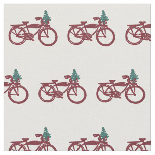 Vintages Fahrrad mit Weihnachtsbaumentwurf Stoff